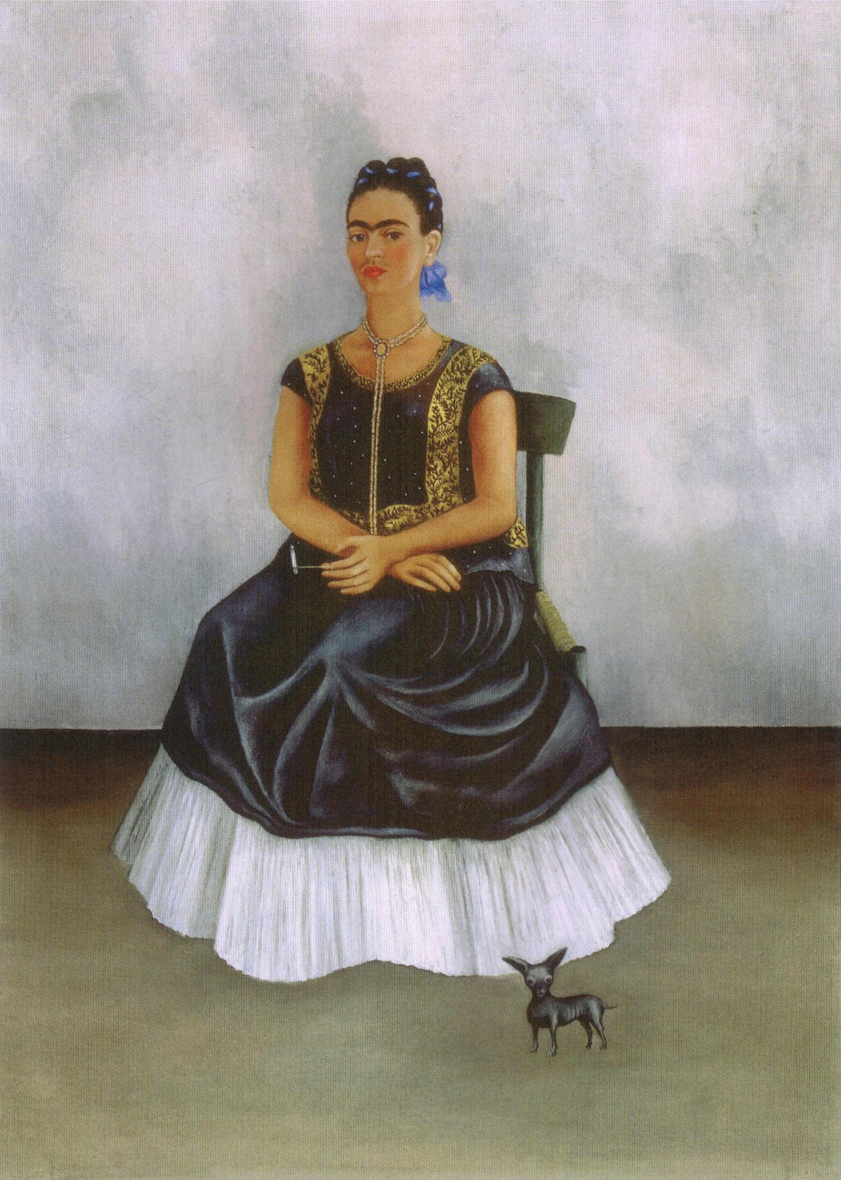Frida Kahlo – Itzcuintli kutya velem – az 1938-as eredeti egy dallasi magángyűjteményben – olaj, vászon