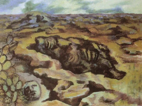 Frida Kahlo – Landscape (El Pedregal) – the original of 1946 in the Frida Kahlo Museum, Coyoacán – oil on canvas