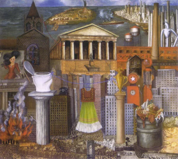 Frida Kahlo – Ott lóg a ruhám – az 1933-as eredeti, olaj és kollázs farostlemezen – Hoover Gallery, San Francisco