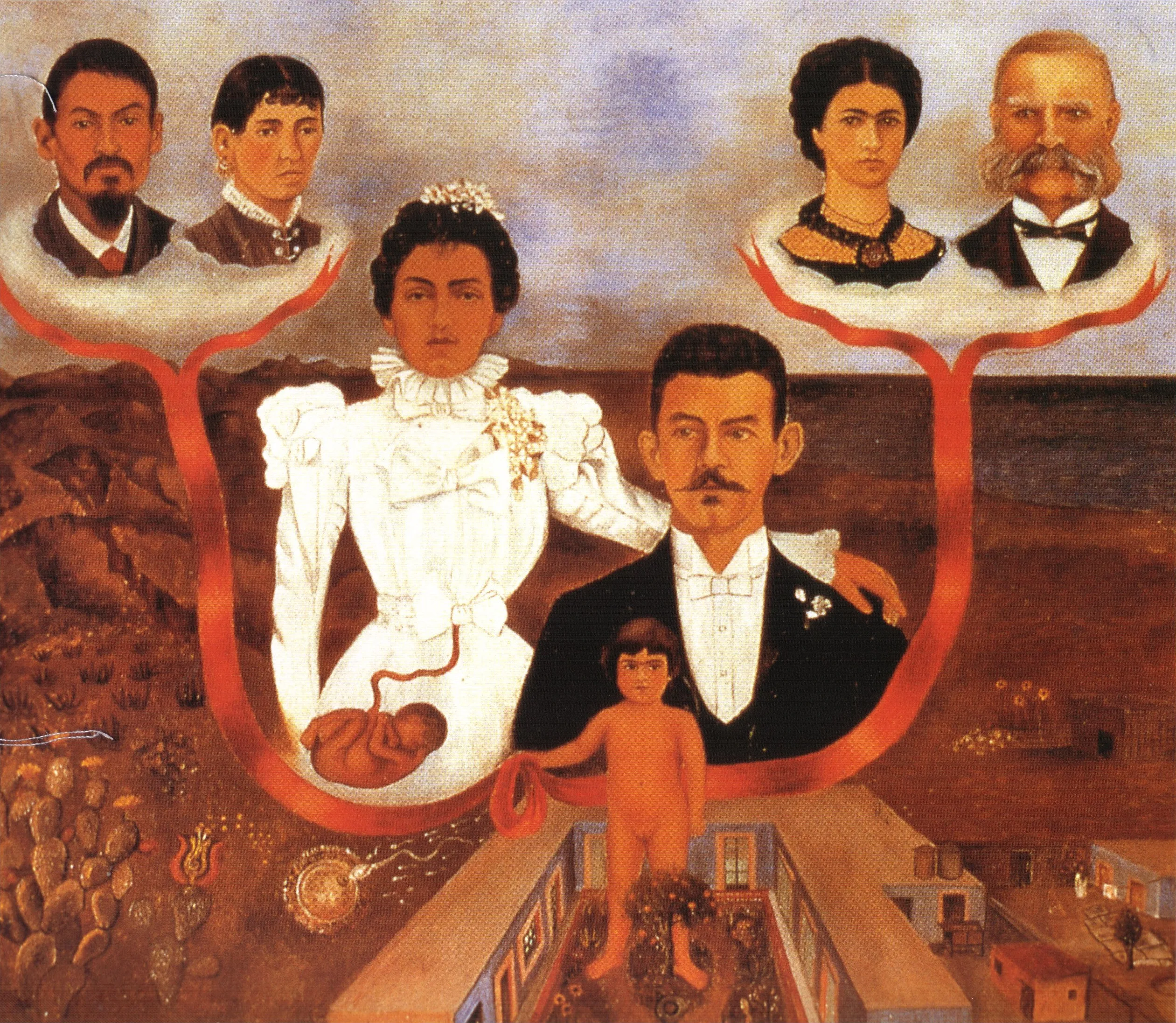 Frida Kahlo – My Grandparents, My Parents, and I – the original of 1936 at the Museum of Modern Art in New York – oil and tempera on zinc