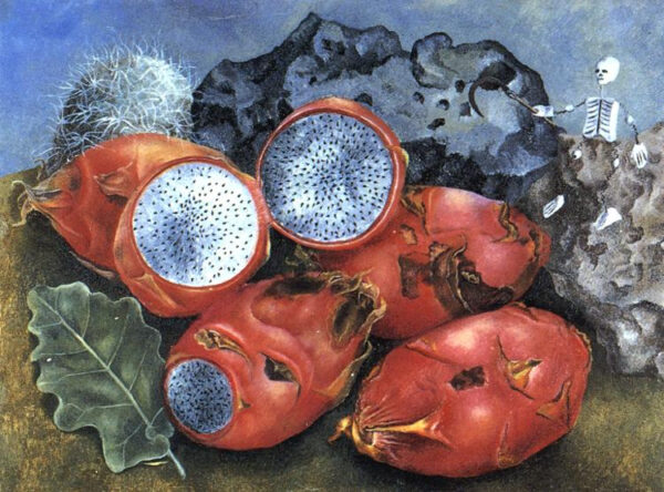 Frida Kahlo – Pitahayák – az 1938-as eredeti a Madison Museum of Contemporary Artban – olaj, fém