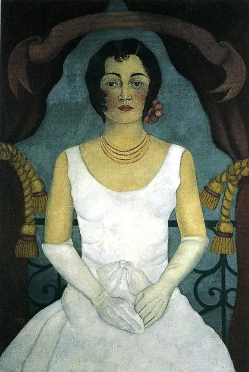 Frida Kahlo – Portrait of a Woman in White – the original in a private collection, Berlin – oil on canvas