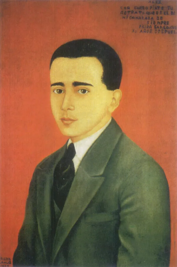Frida Kahlo – Alejandro Gómez Arias portréja – az 1928-as eredeti egy mexikói magángyűjteményben – olaj, fa