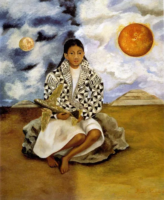 Frida Kahlo – Portrait of Lucha María, a Girl from Tehuacán – the 1942 original in a private collection – oil on masonite