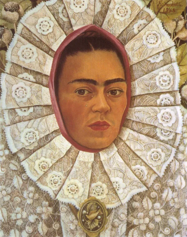 Frida Kahlo – Self-Portrait (1948) – the original in the collection of Dr. Samuel Fastlicht, Mexico City – oil on masonite