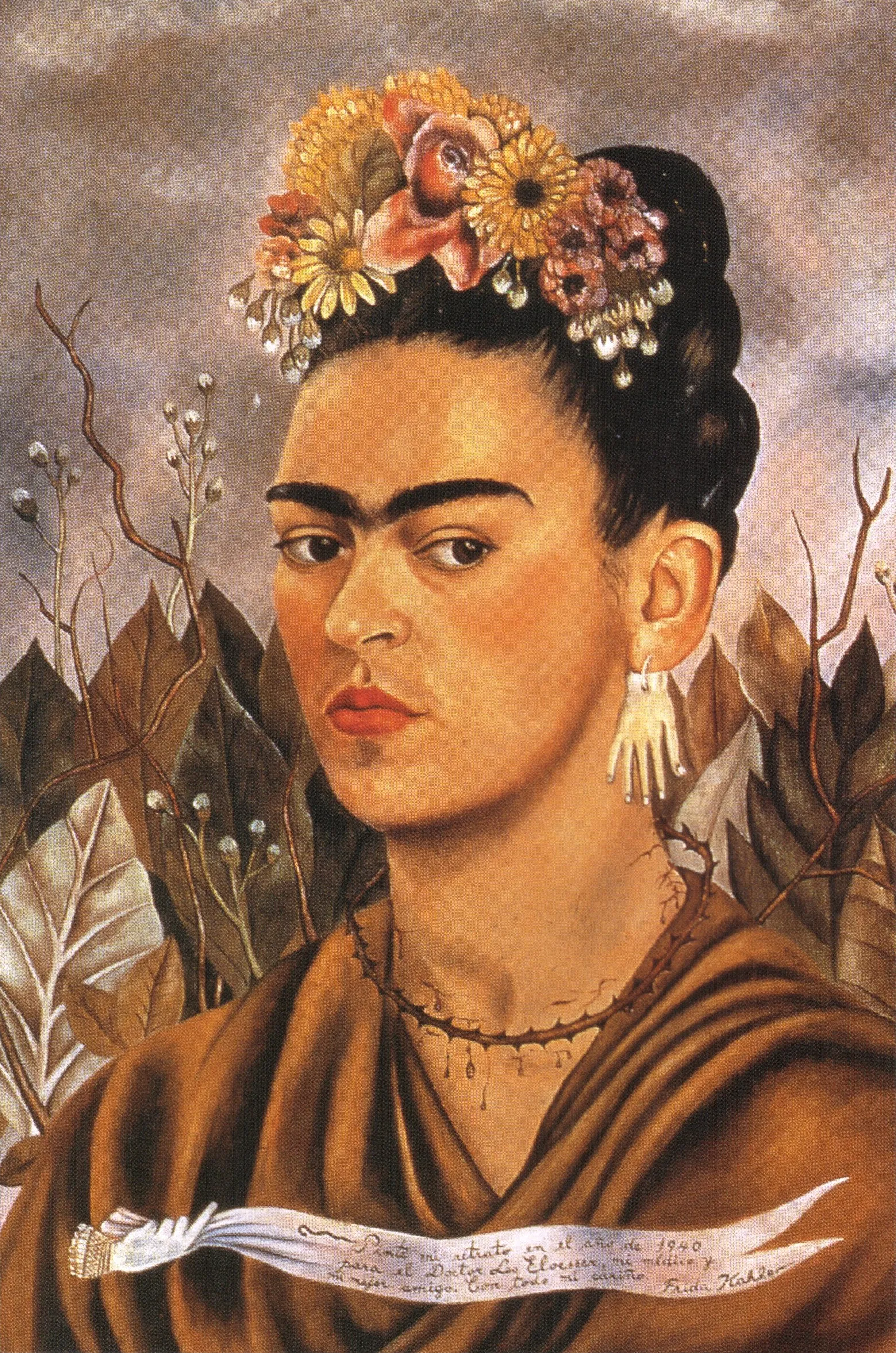Frida Kahlo – Autoritratto dedicato al dottor Eloesser – l’originale del 1940 al Lucas Museum of Narrative Art – olio su masonite