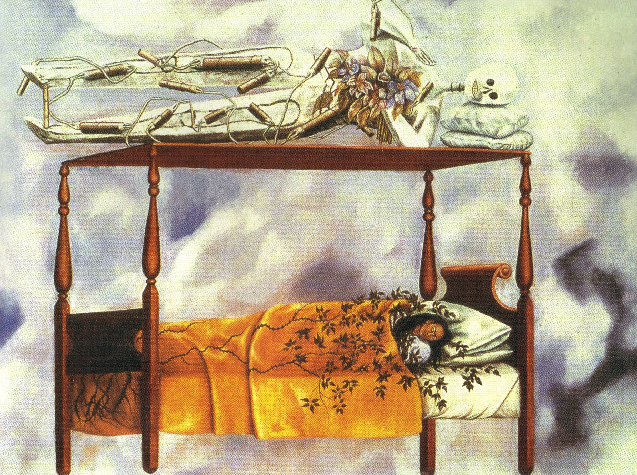 Frida Kahlo – Az álom (Az ágy) – az 1940-es eredeti magángyűjteményben – olaj, vászon