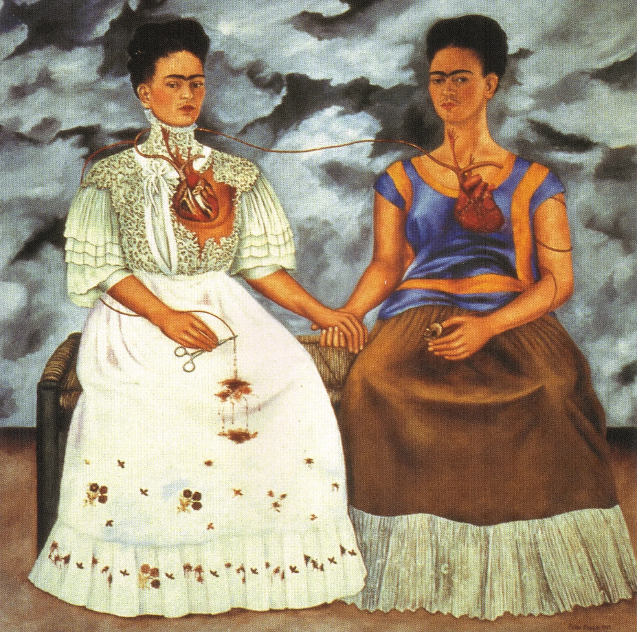 Frida Kahlo – A két Frida – az 1939-es eredeti a mexikóvárosi Museo de Arte Moderno-ban – olaj, vászon