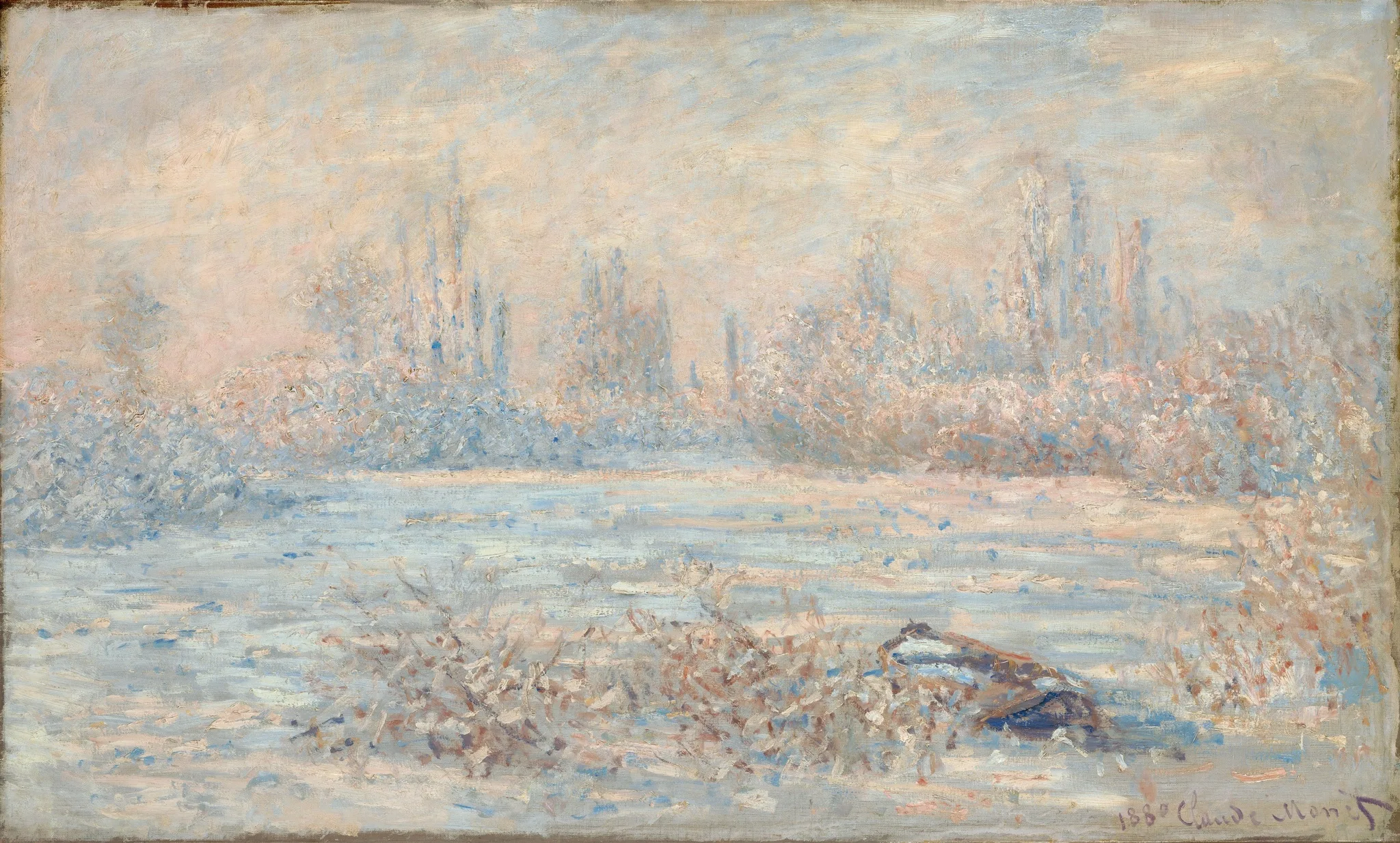 Claude Monet - Raureif - handgemaltes Kunstgemälde - Gemälde in Öl auf Leinwand