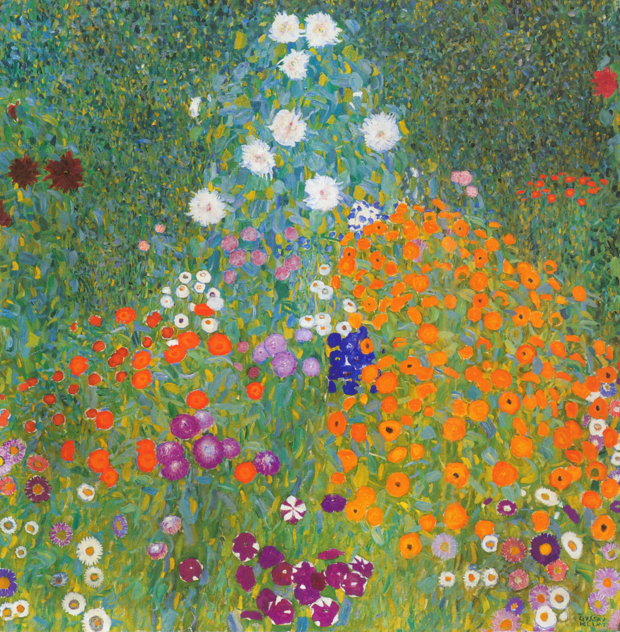 Gustav Klimt – Jardin de fleurs – tableau peint à la main