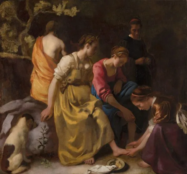 Johannes Vermeer – Diana und ihre Gefährtinnen – das Original aus den 1650er-Jahren im Mauritshuis, Den Haag – Öl auf Leinwand