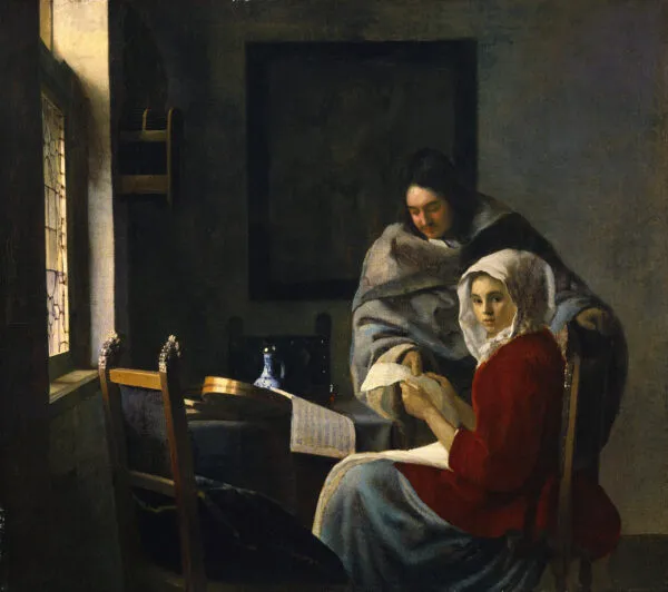 Johannes Vermeer – Die unterbrochene Musikstunde – das Original von 1658–1659 in der Frick Collection, New York – Öl auf Leinwand