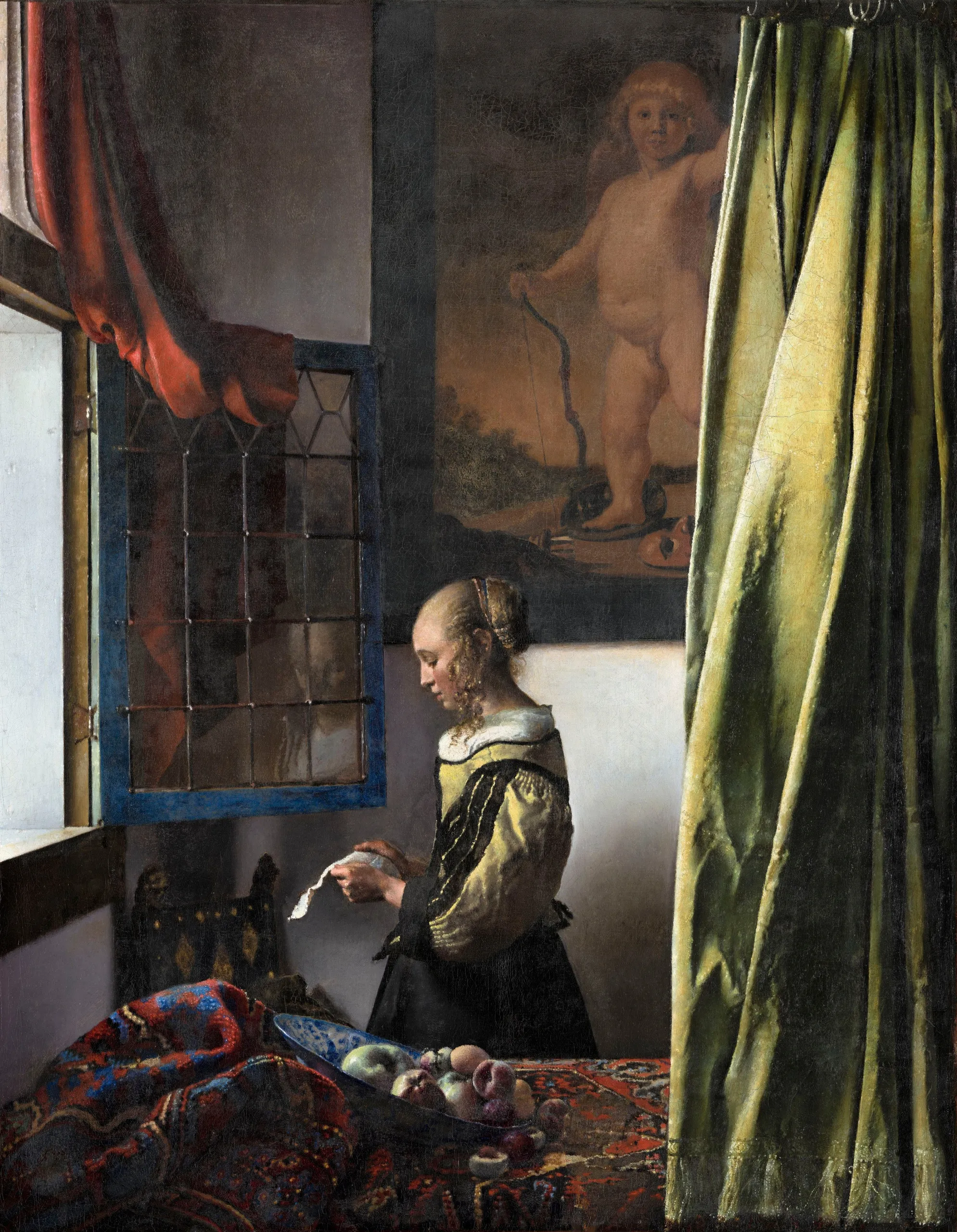 Johannes Vermeer – Ragazza che legge una lettera alla finestra – l’originale del 1657–1659 circa alla Gemäldegalerie Alte Meister di Dresda – olio su tela