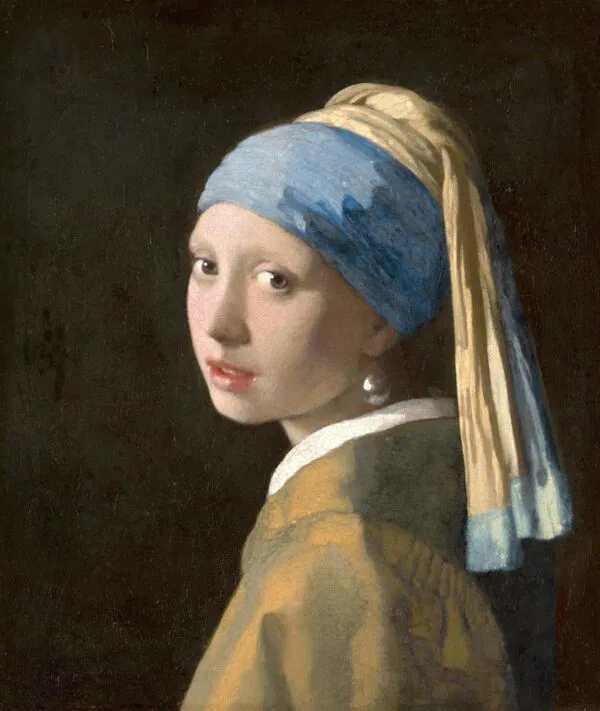 Johannes Vermeer – Das Mädchen mit dem Perlenohrring – das Original von um 1665 im Mauritshuis Den Haag – Öl auf Leinwand