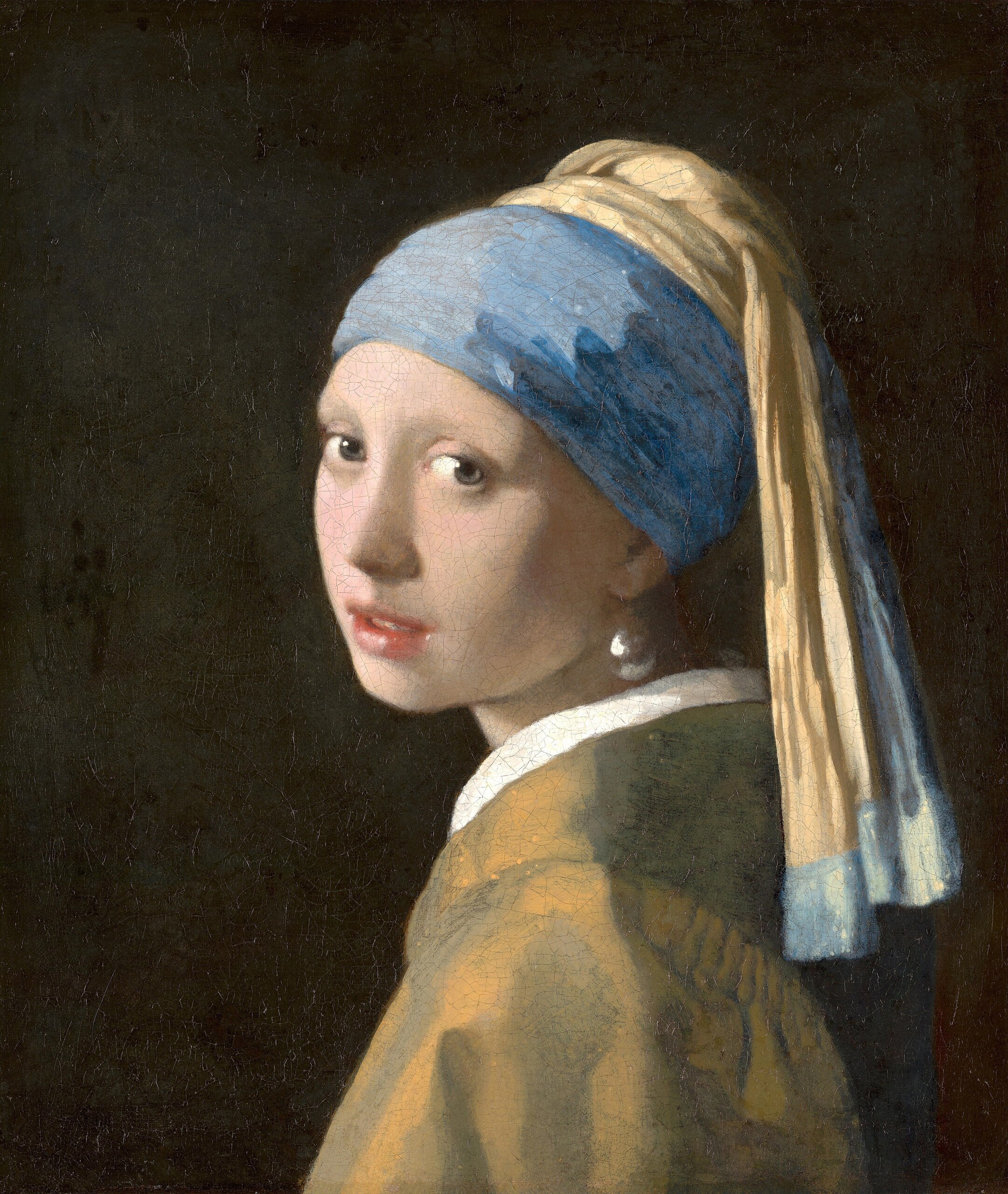 Johannes Vermeer – Das Mädchen mit dem Perlenohrring – das Original von um 1665 im Mauritshuis Den Haag – Öl auf Leinwand