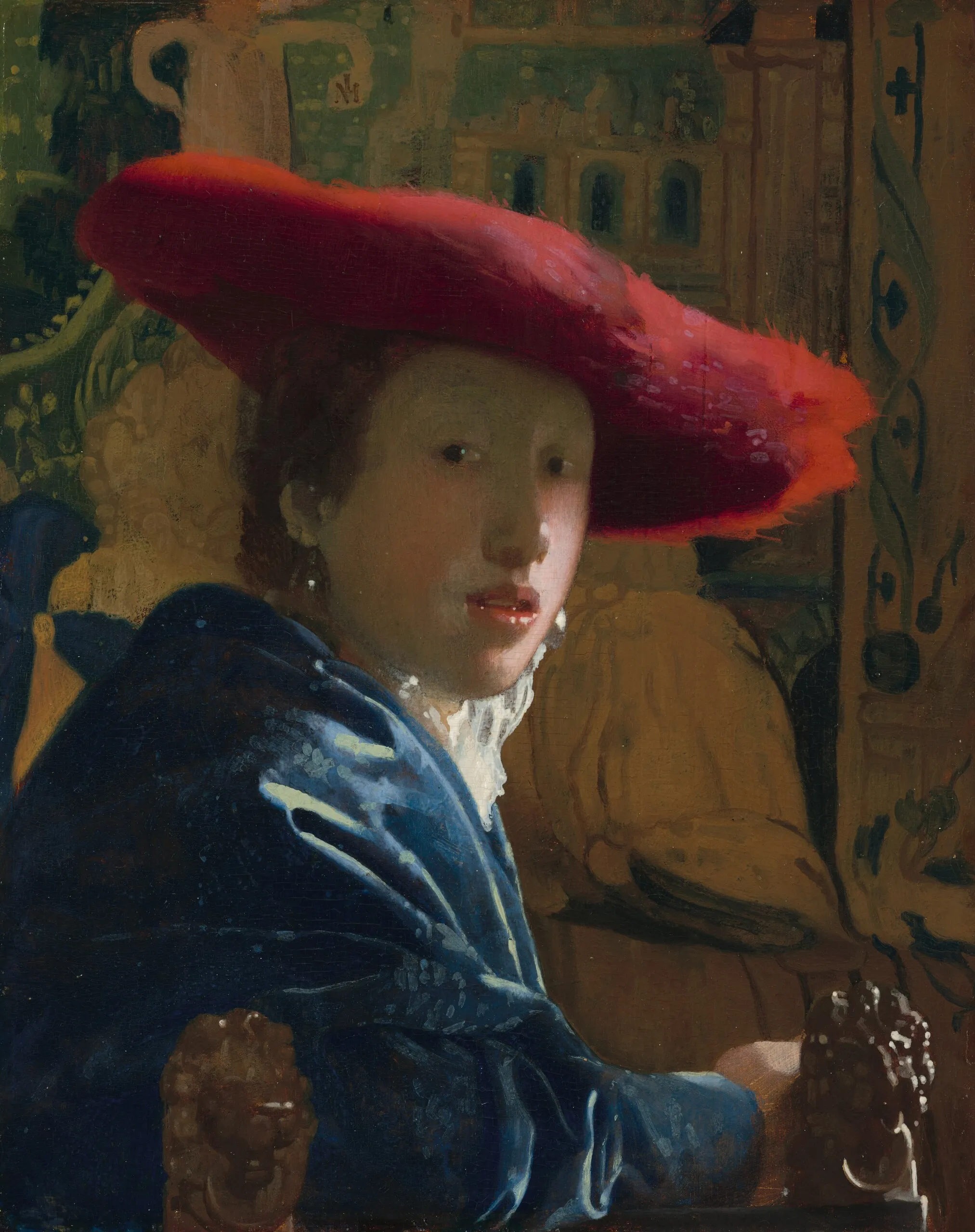 Johannes Vermeer – Mädchen mit dem roten Hut – das Original von um 1665–1667 in der National Gallery of Art, Washington – Öl auf Holz