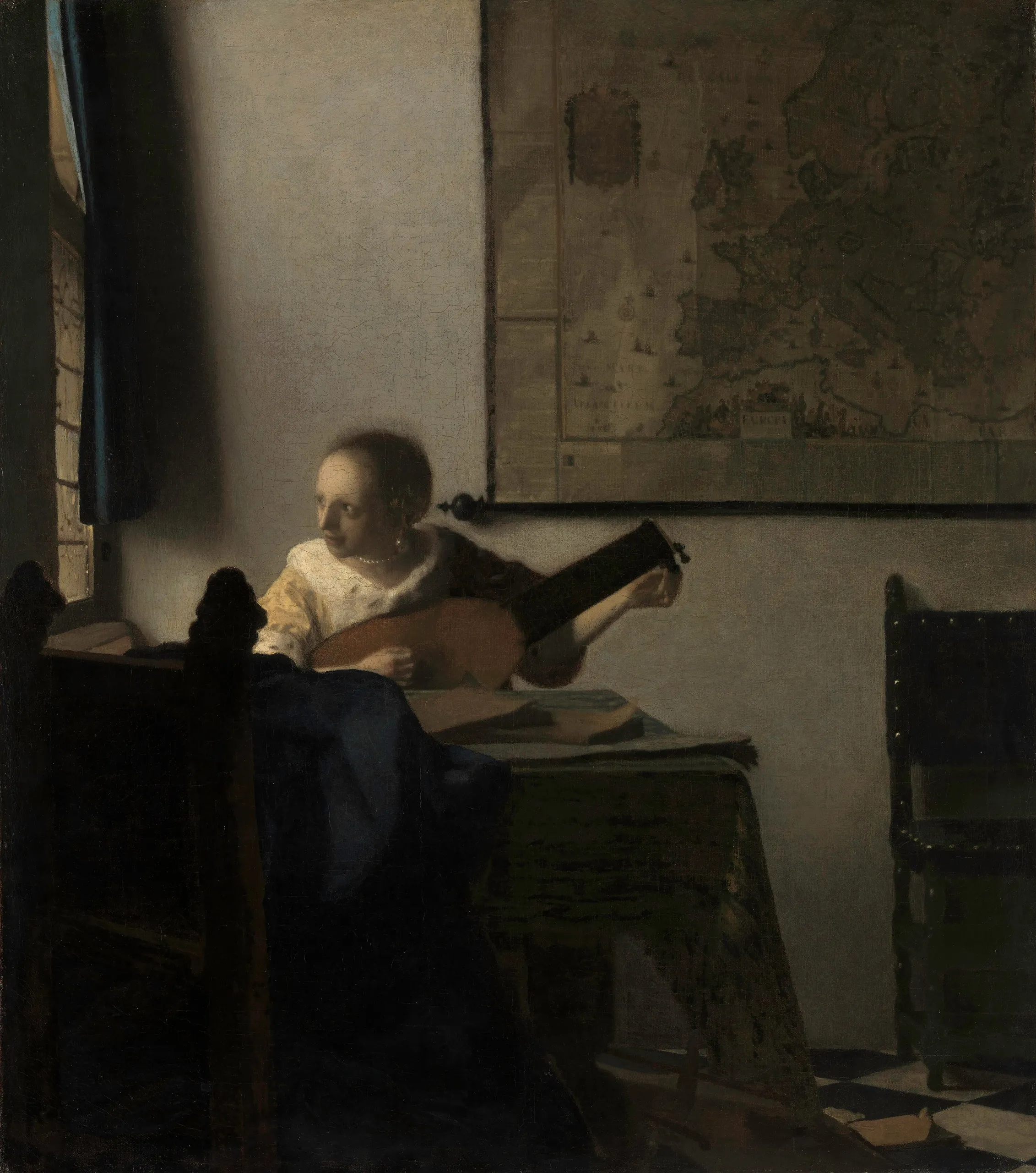 Johannes Vermeer – Donna con liuto – l’originale del 1662–1663 circa al Metropolitan Museum of Art, New York – olio su tela