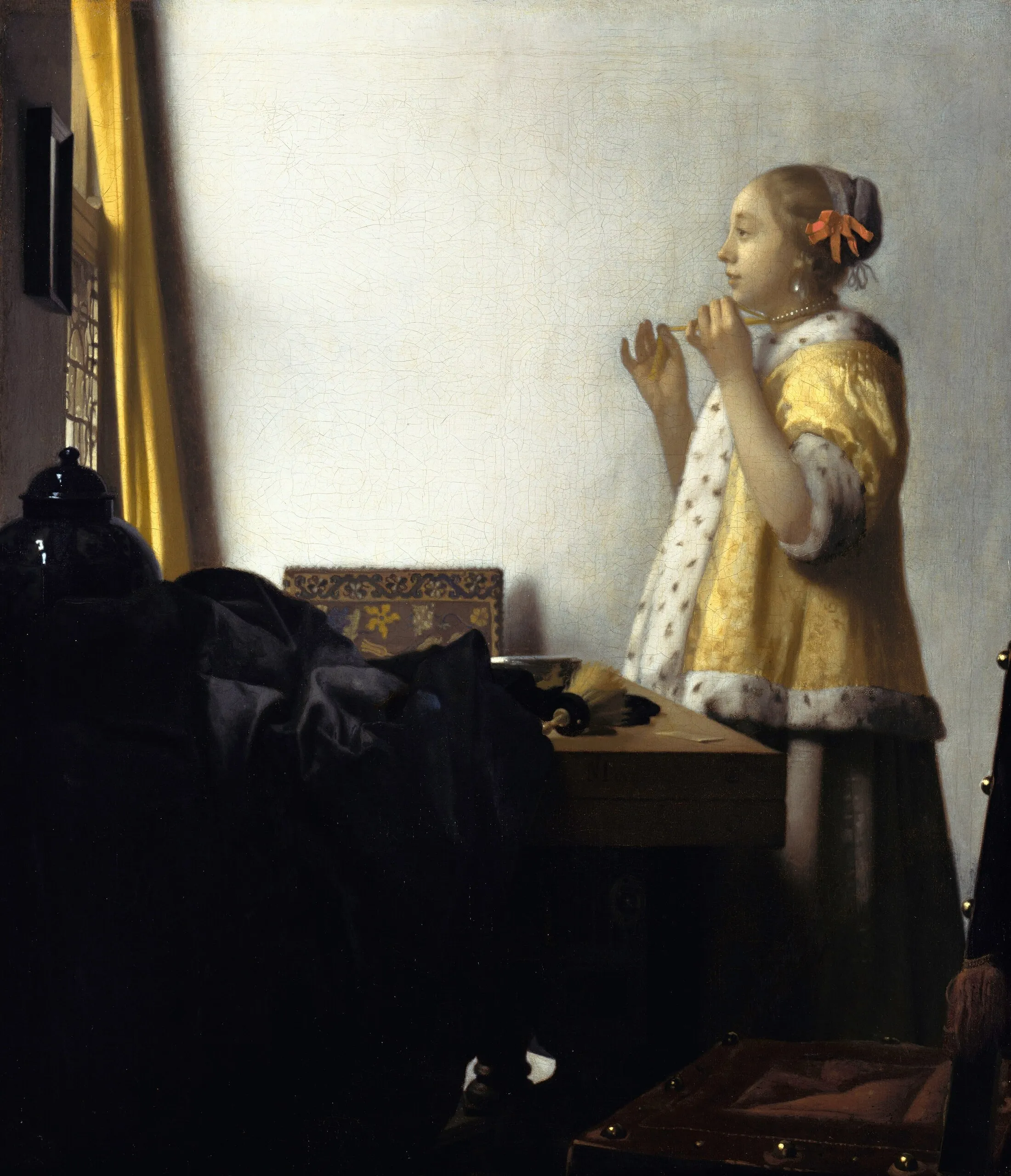 Johannes Vermeer – Donna con collana di perle – l’originale del 1664 circa alla Gemäldegalerie di Berlino – olio su tela