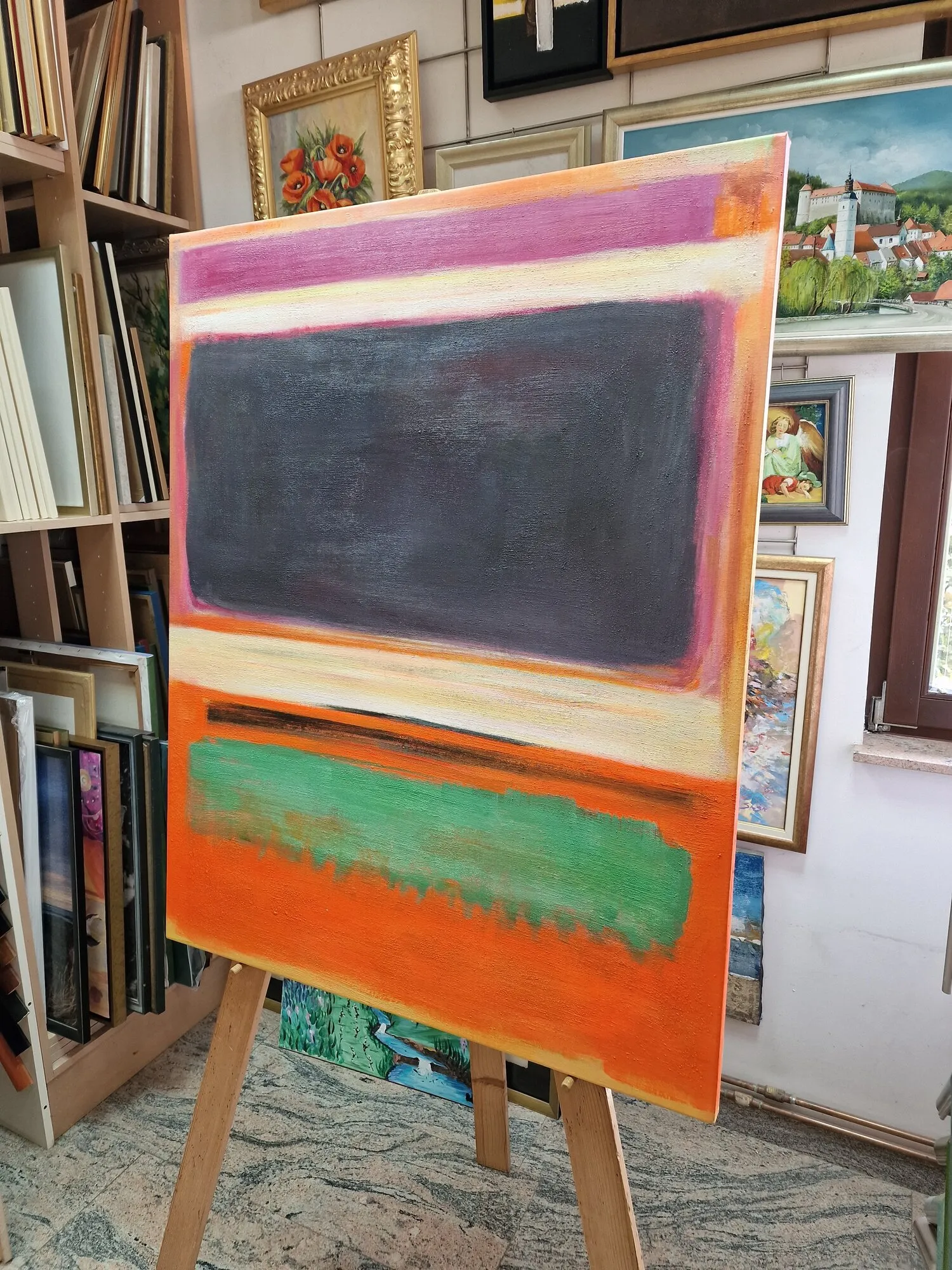 Mark Rothko – Št. 13 – ročno naslikana slika na platnu – fotografija 3 Mark Rothko – N° 13 – tableau sur toile sur le chevalet, vu de l’autre côté