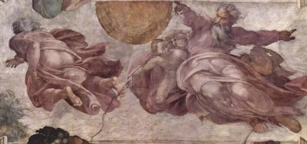 Michelangelo – The Creation of the Sun and Moon – fresco of 1511 on the Sistine Chapel ceiling, Vatican