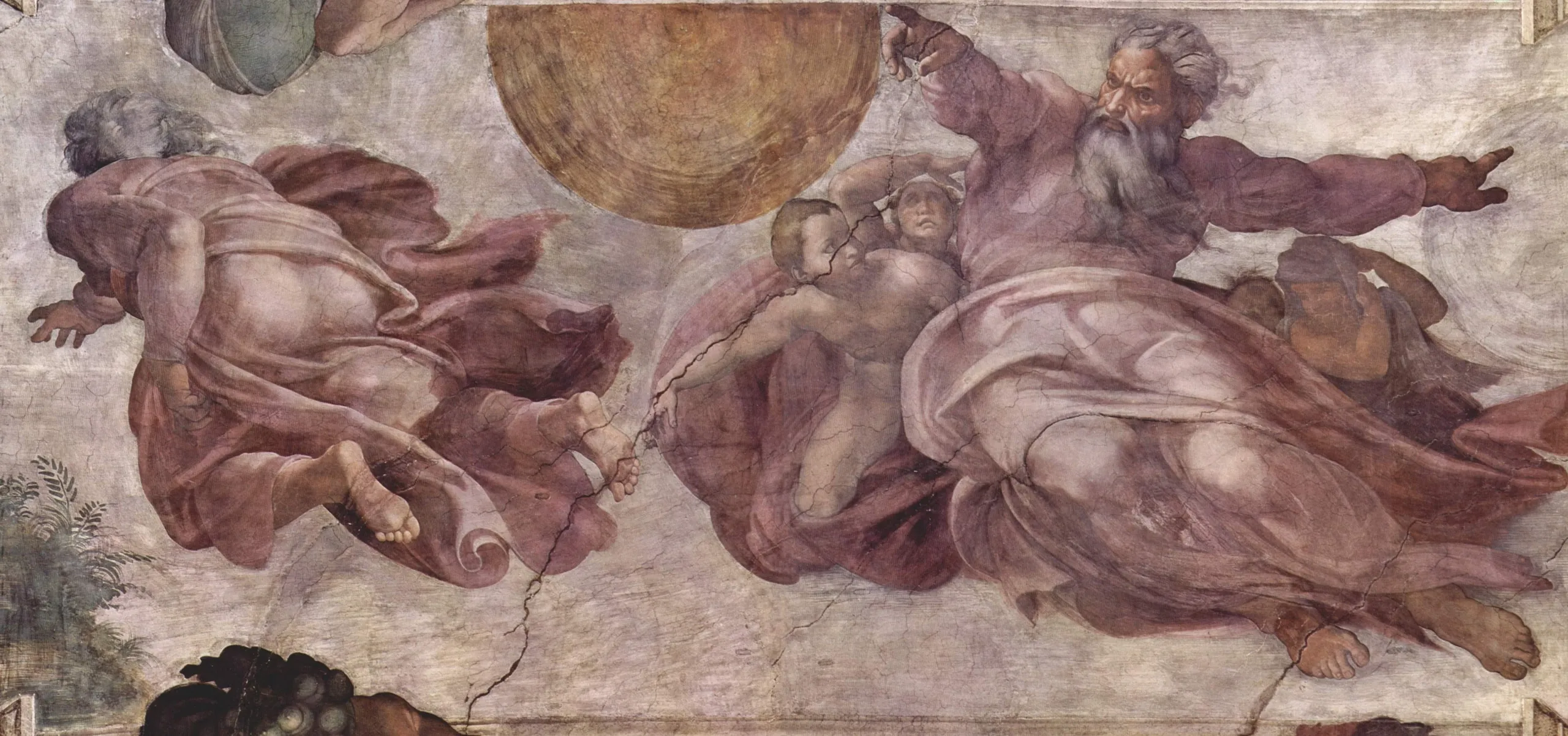 Michelangelo – Stvarjenje sonca in lune – freska iz leta 1511 na stropu Sikstinske kapele v Vatikanu