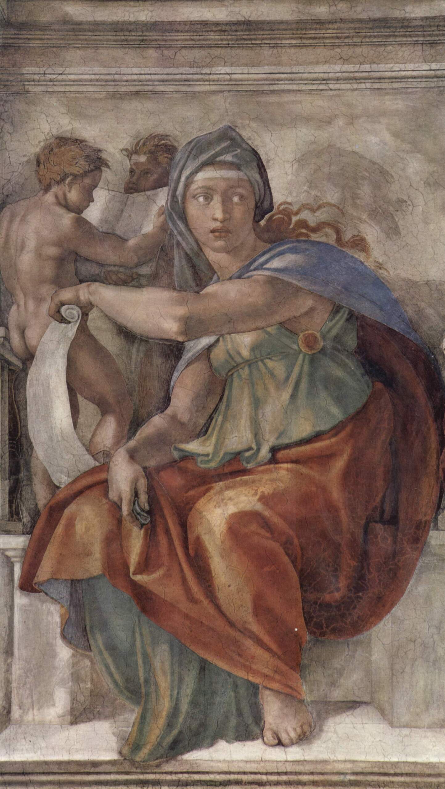 Michelangelo – Delfska sibila – freska iz okoli 1509 na stropu Sikstinske kapele v Vatikanu