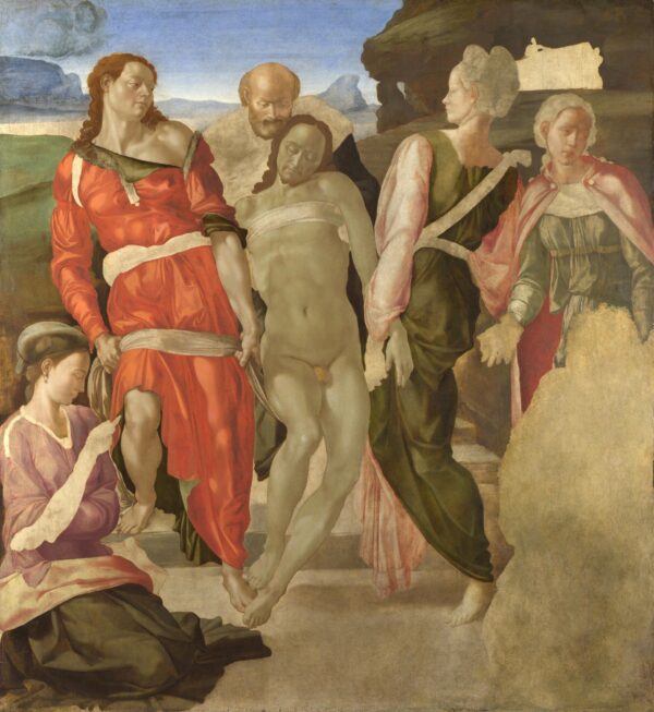 Michelangelo – Die Grablegung – das Original von um 1500–1501 in der National Gallery, London – Öl auf Holz