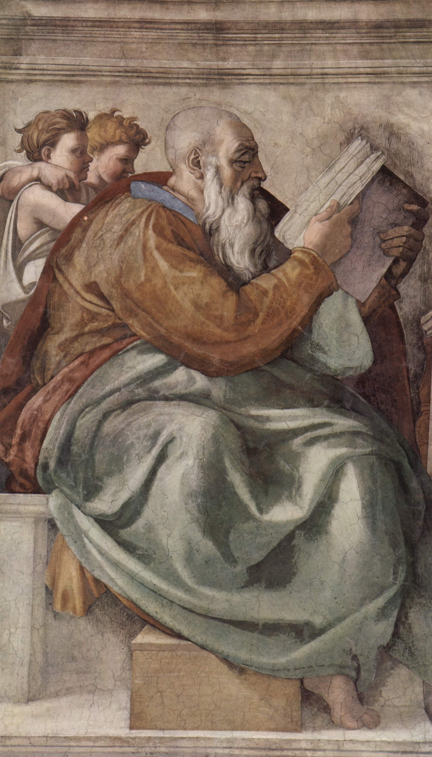 Michelangelo – Zakariás próféta – kb. 1508–1509-es freskó a vatikáni Sixtus-kápolna mennyezetén