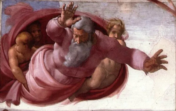 Michelangelo – The Separation of the Earth and Waters – fresco of 1511 on the Sistine Chapel ceiling, Vatican