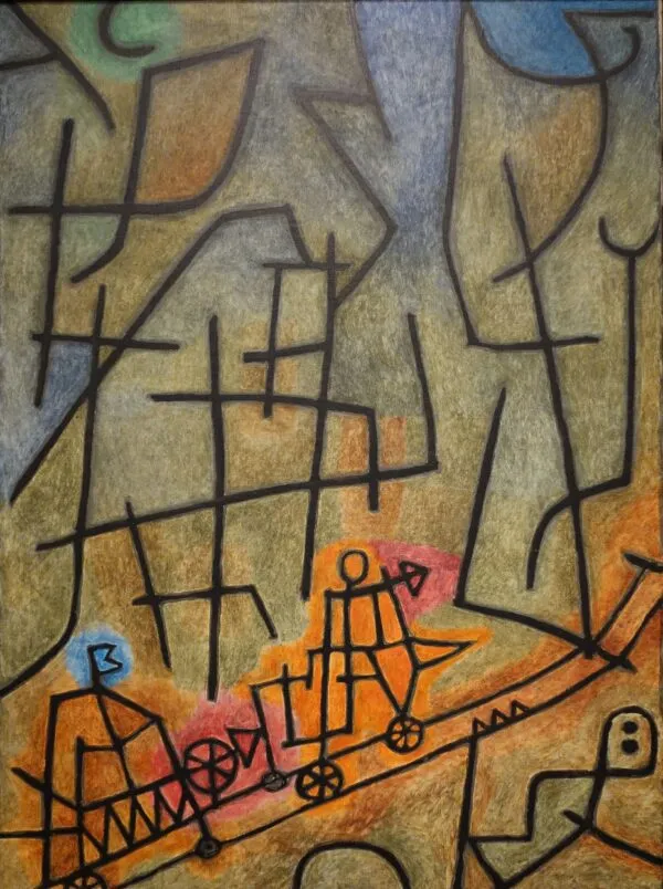 Paul Klee – Conquest of the Mountain – oil on cotton of 1939, Tokyo