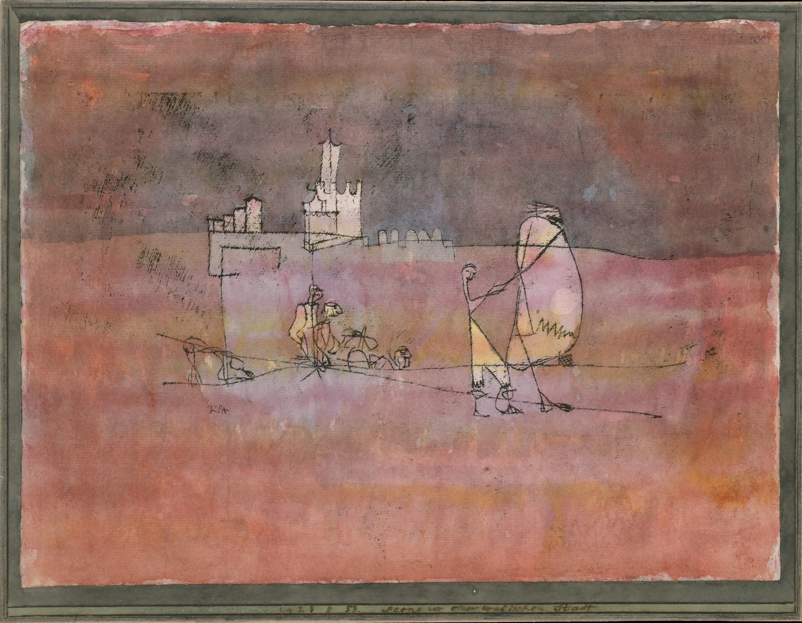 Paul Klee – Épisode devant une ville arabe – tableau peint à la main