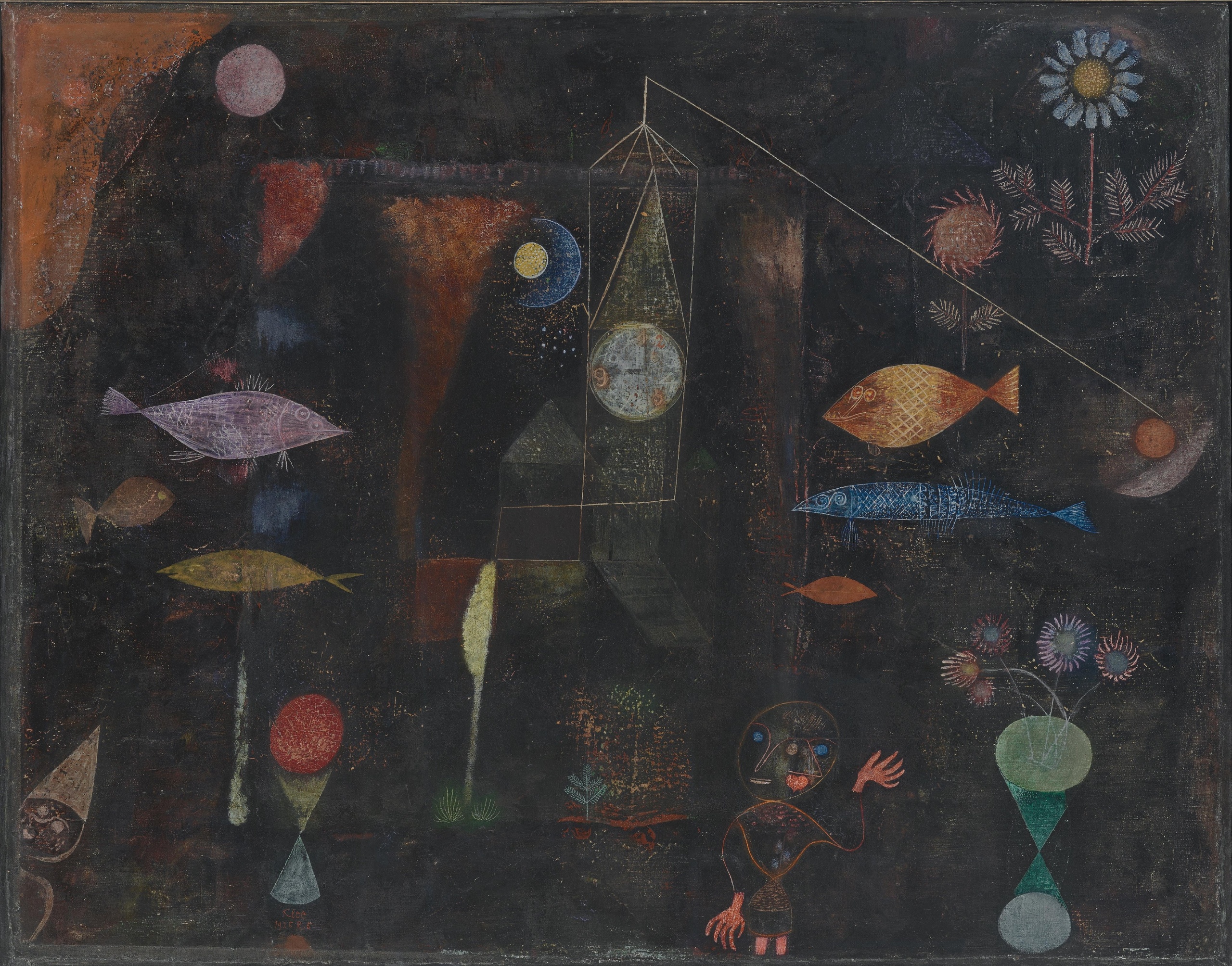 Paul Klee – Magia dei pesci – olio e acquerello su tela del 1925, Philadelphia Museum of Art