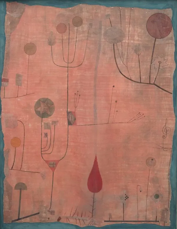Paul Klee – Fruits on Red – watercolour on silk of 1930, Lenbachhaus Munich
