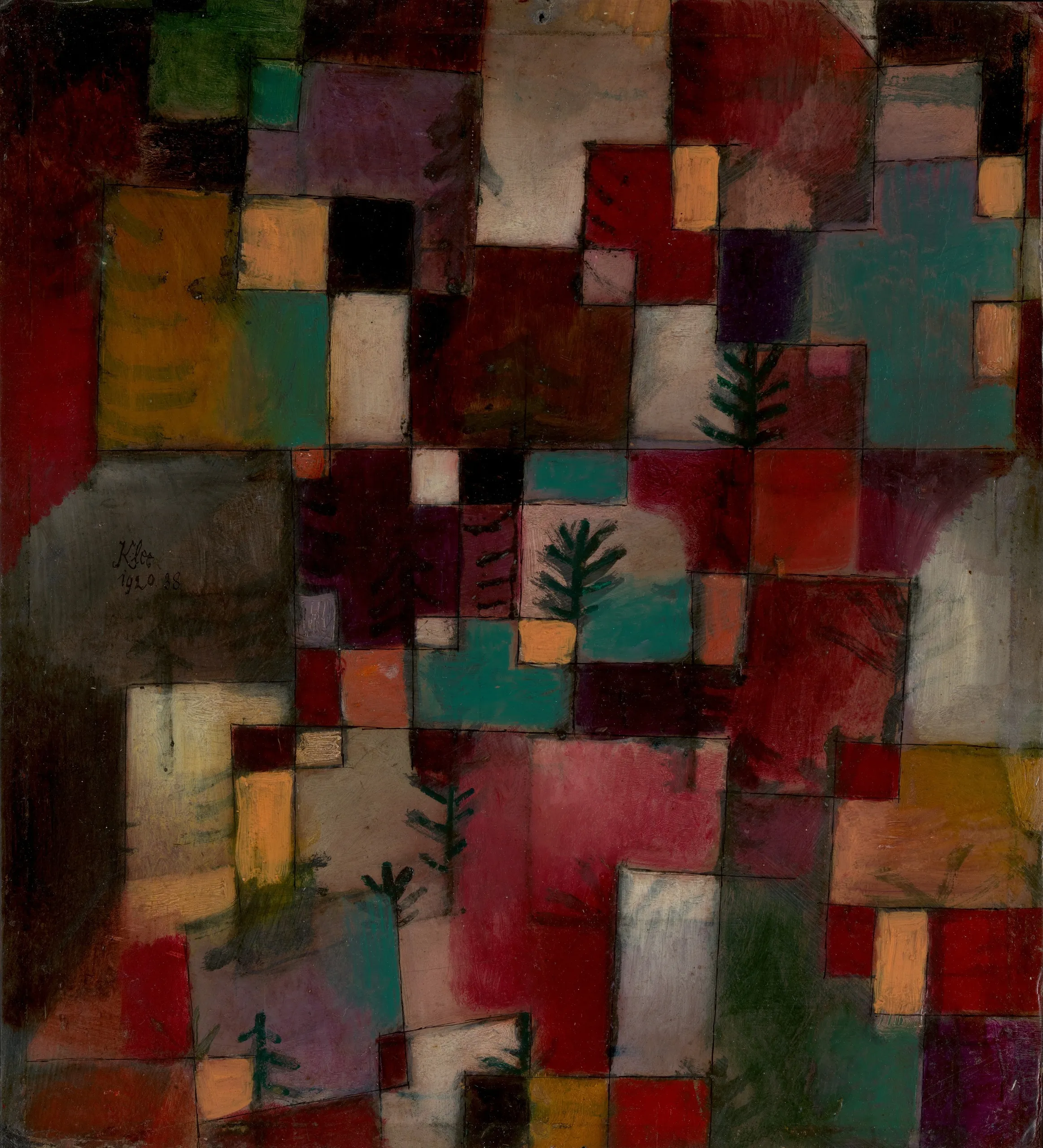 Paul Klee – Rythmes rouge-vert et violet-jaune – tableau peint à la main