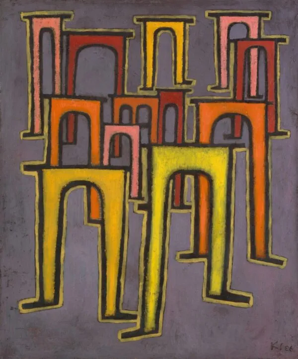 Paul Klee – Revolution of the Viaduct – oil on cotton of 1937, Hamburger Kunsthalle