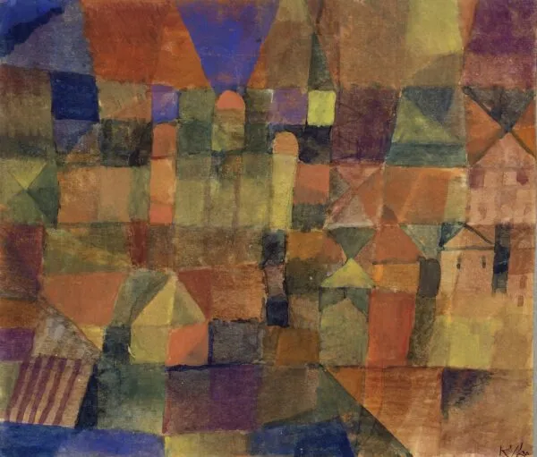 Paul Klee – Város a három kupolával – akvarell és gouache papíron 1914-ből, Kunstmuseum Basel