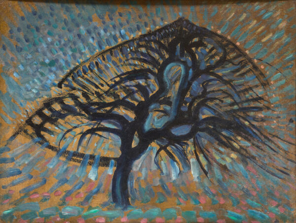 Piet Mondrian – Apple Tree, Pointillist Version – the 1908 original in the Dallas Museum of Art – oil on canvas