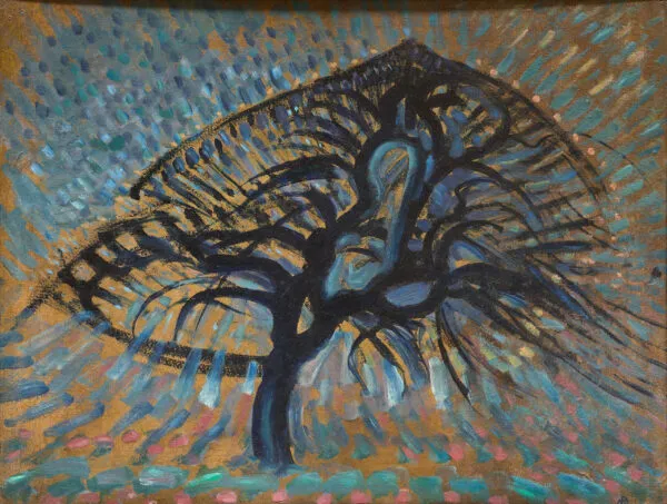 Piet Mondrian – Apple Tree, Pointillist Version – the 1908 original in the Dallas Museum of Art – oil on canvas