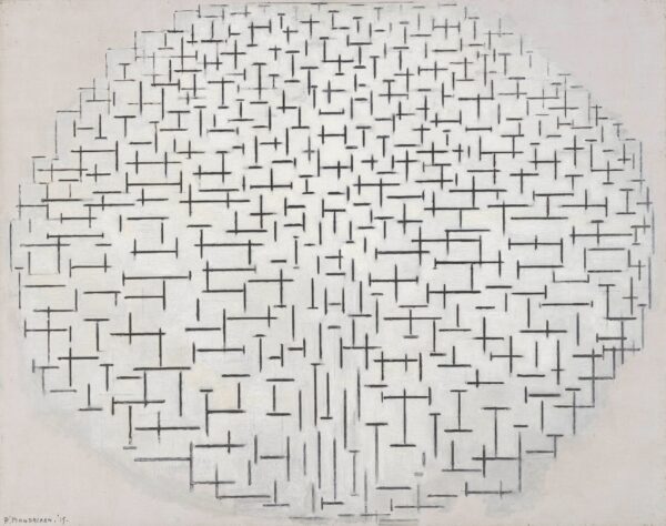 Piet Mondrian – Composition 10 in Black and White – the 1915 original in the Kröller-Müller Museum, Otterlo – oil on canvas