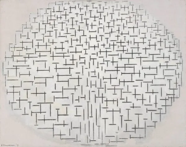 Piet Mondrian – Komposition 10 in Schwarz und Weiß – das Original von 1915 im Kröller-Müller Museum Otterlo – Öl auf Leinwand