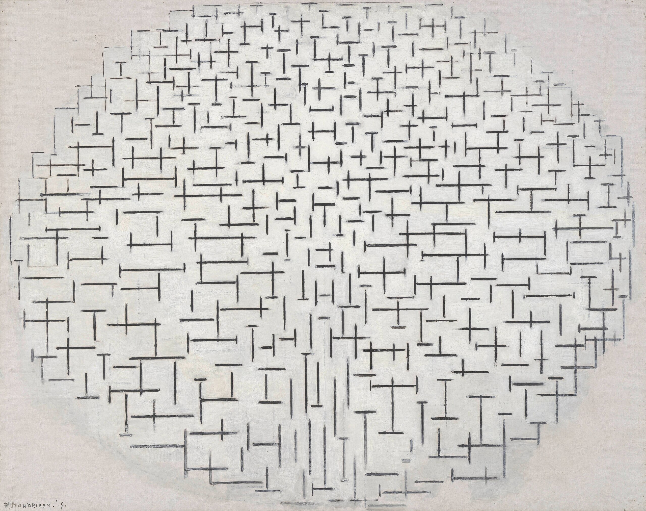 Piet Mondrian – Kompozicija 10 u crnoj i bijeloj – original iz 1915. u Muzeju Kröller-Müller u Otterlu – ulje na platnu