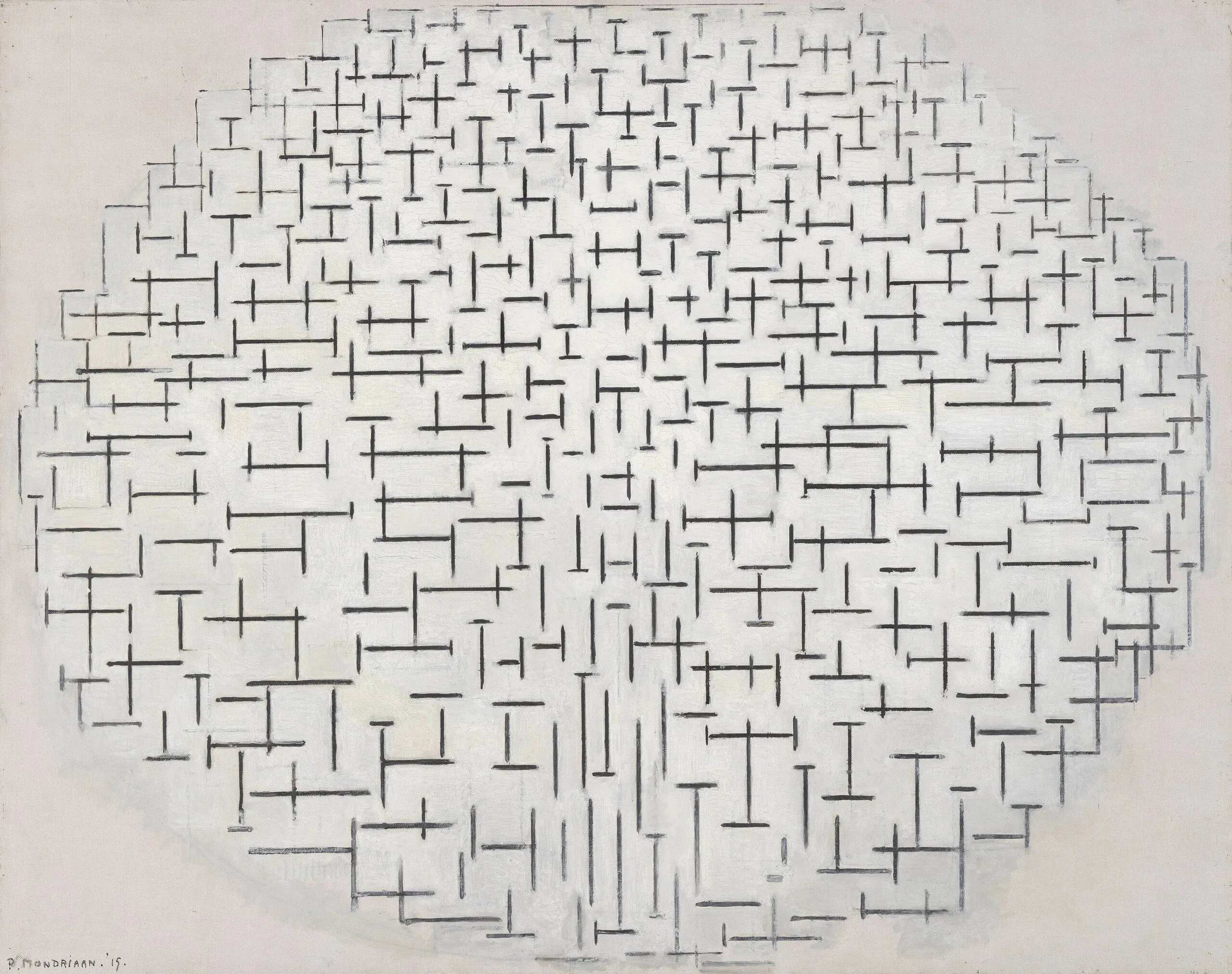 Piet Mondrian – Composition 10 en noir et blanc – tableau peint à la main