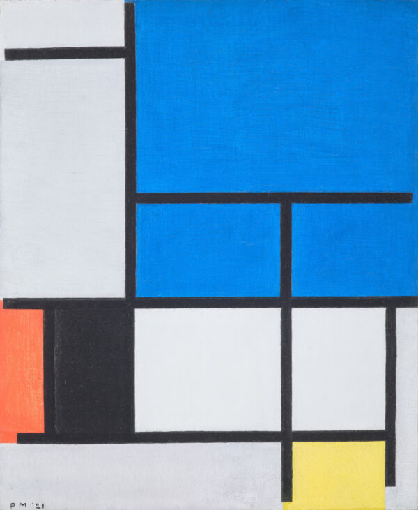 Piet Mondrian – Komposition mit großer blauer Fläche – das Original von 1921 im Dallas Museum of Art – Öl auf Leinwand