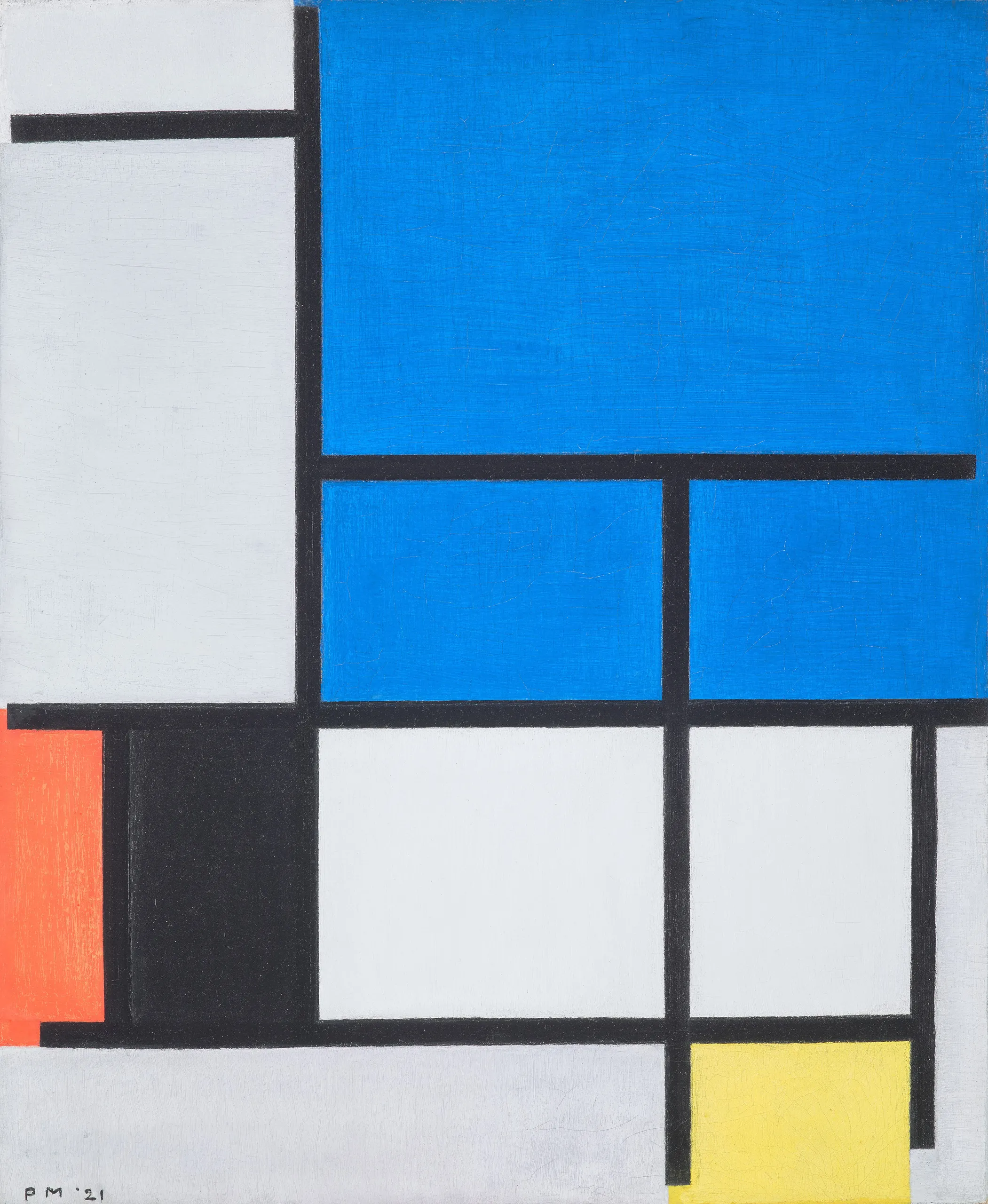 Piet Mondrian – Composizione con grande piano blu – l’originale del 1921 al Dallas Museum of Art – olio su tela