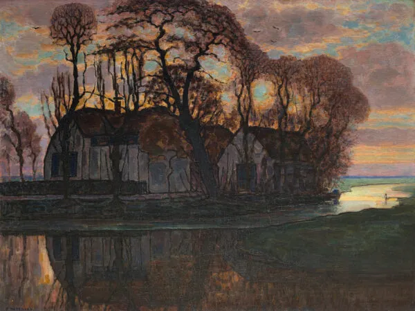 Piet Mondrian – Farm Near Duivendrecht, in the Evening – the 1916 original in the Dallas Museum of Art – oil on canvas