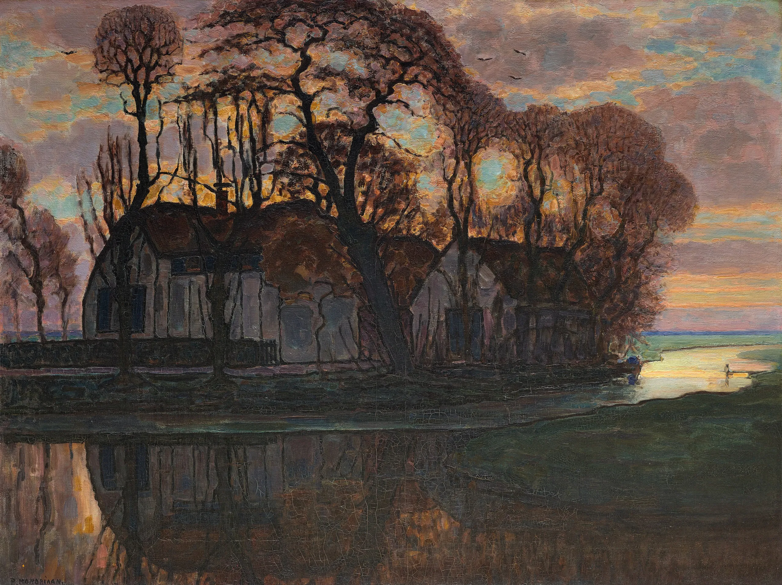 Piet Mondrian – Fattoria vicino a Duivendrecht di sera – l’originale del 1916 al Dallas Museum of Art – olio su tela