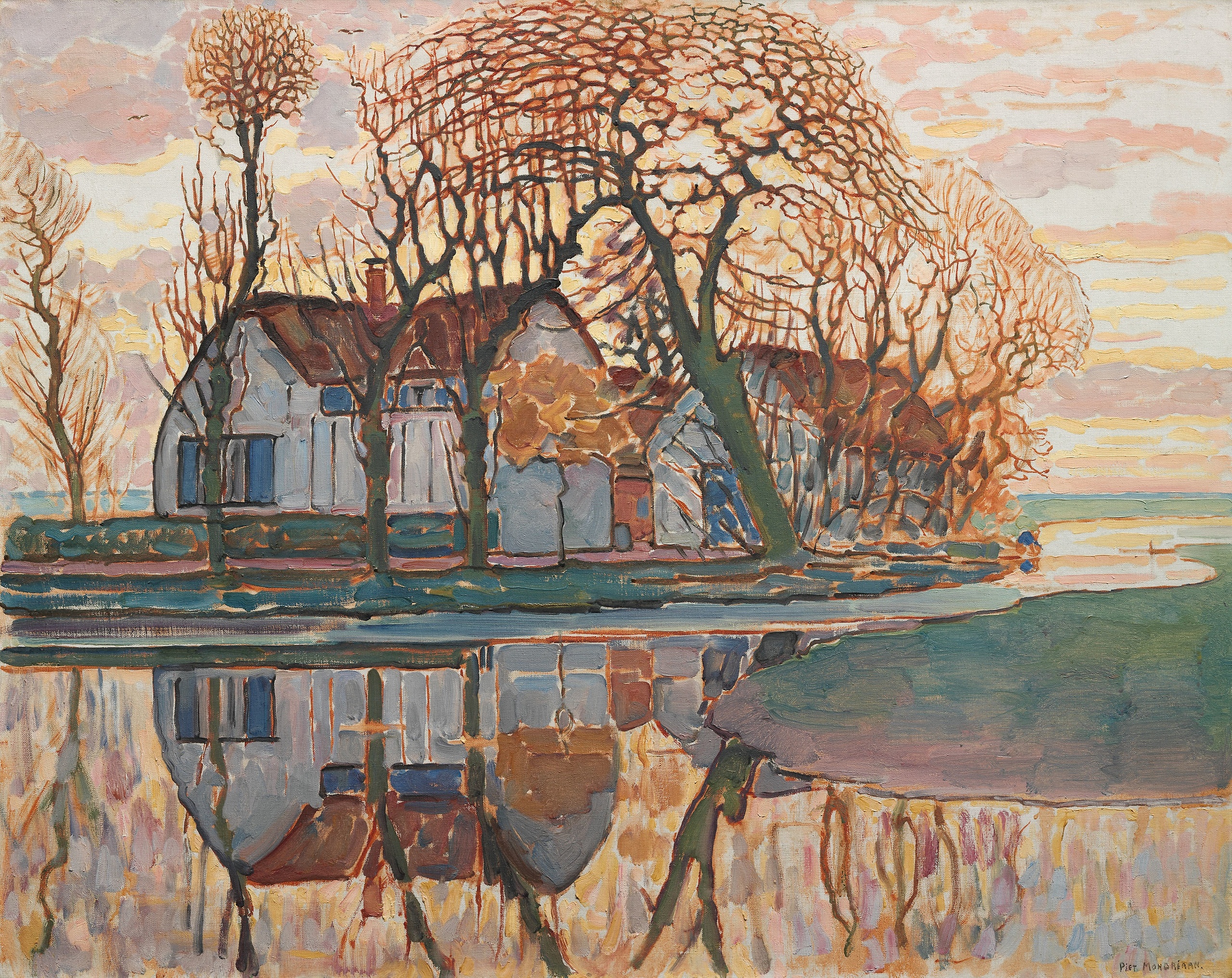 Piet Mondrian – Bauernhof bei Duivendrecht – das Original von etwa 1916 im Art Institute of Chicago – Öl auf Leinwand