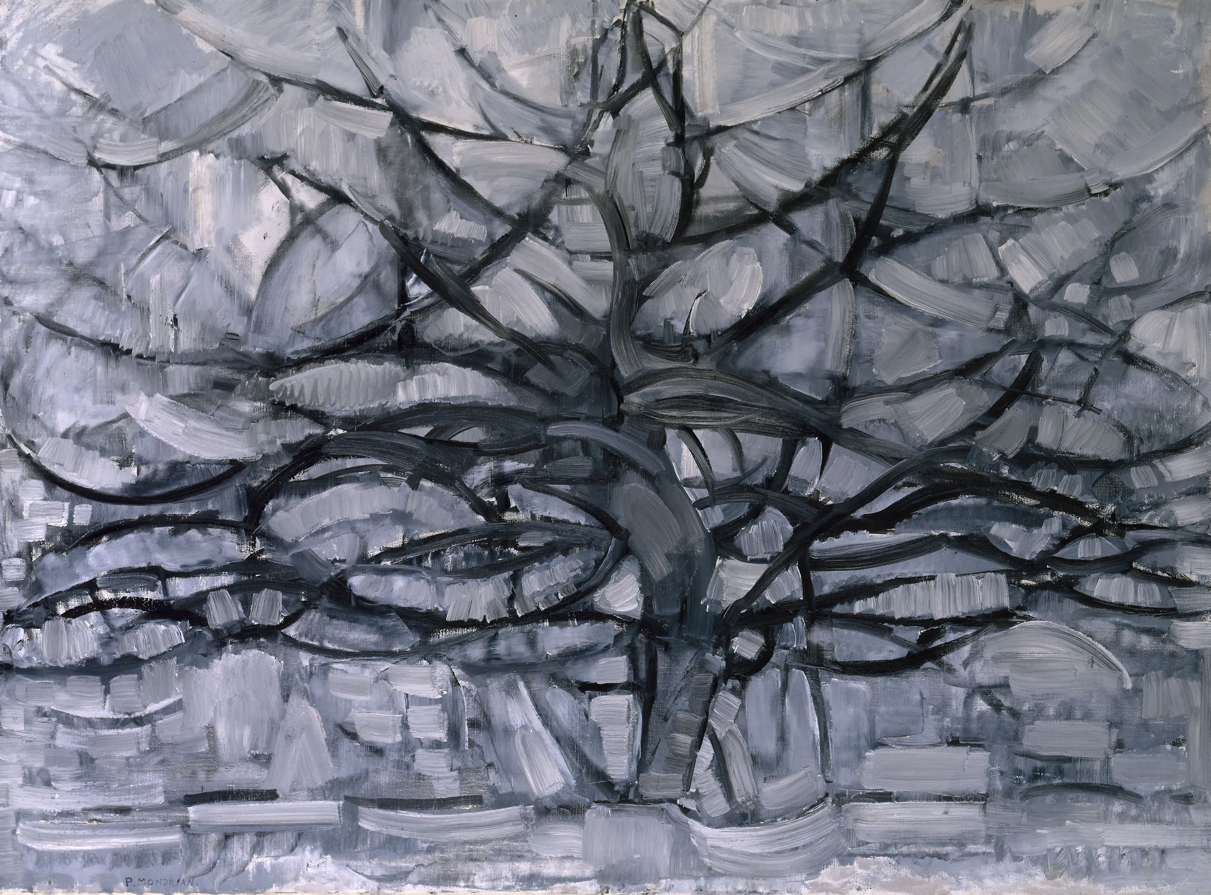Piet Mondrian – L’Arbre gris – tableau peint à la main