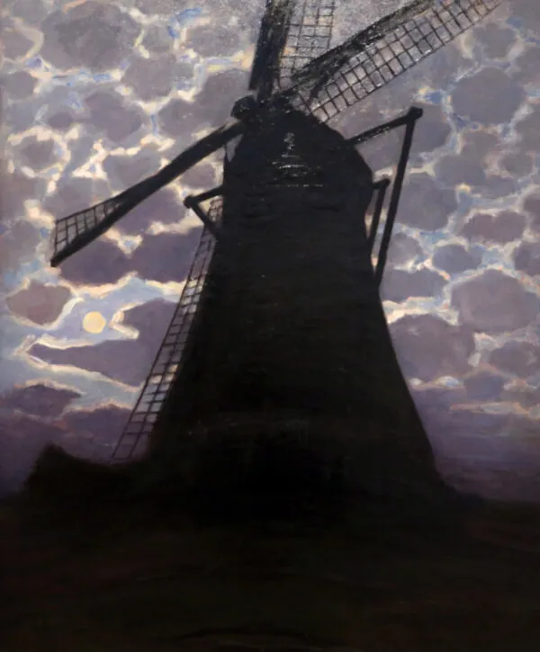 Piet Mondrian – Mill at Evening – the 1917 original in the Kunstmuseum Den Haag – oil on canvas