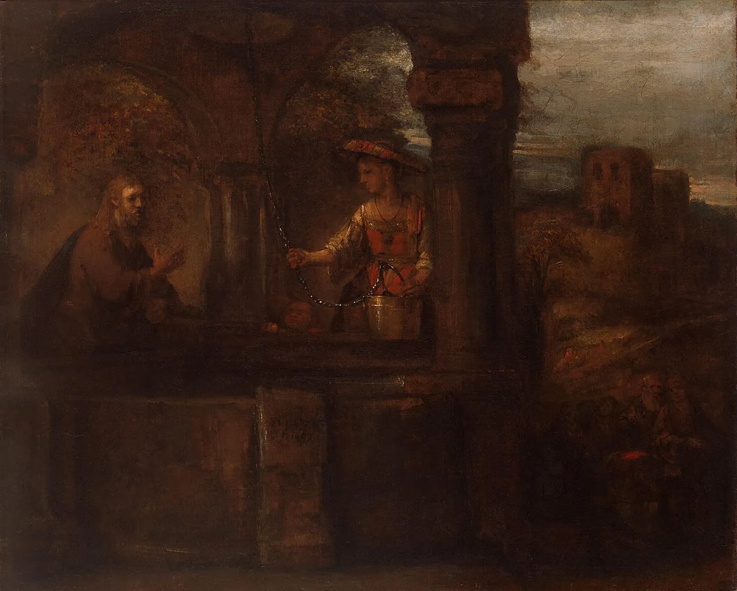Rembrandt – Le Christ et la Samaritaine – tableau peint à la main